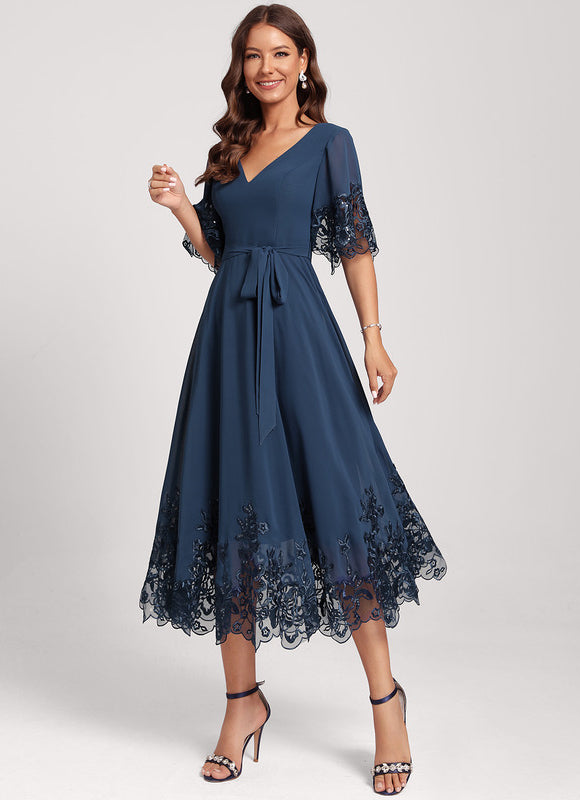 Robe Midi Émeraude Dentelle - gallery 1