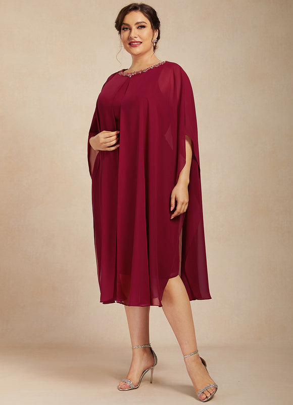 Robe Midi Ailée Bordeaux - gallery 7