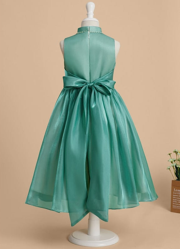 Robe Midi Satin Turquoise - gallery 3