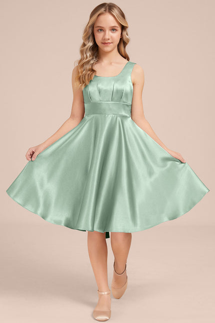 Robe Midi Satinée Verte - gallery 1