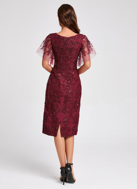 Robe Midi Bordeaux Pailletée - gallery 5