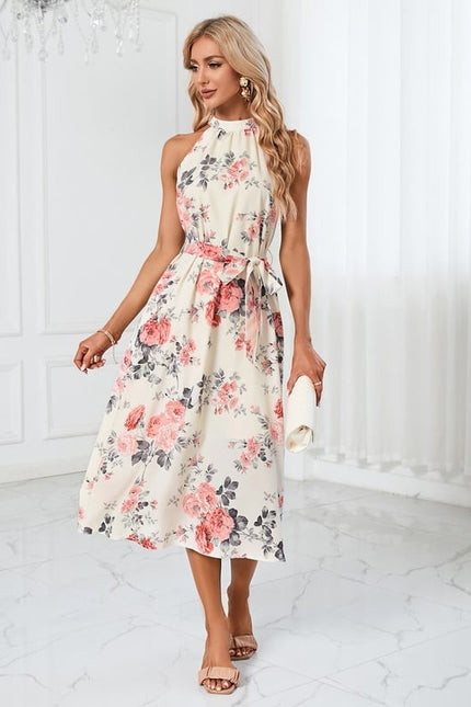 Robe Midi Midi Floral Aquatique
