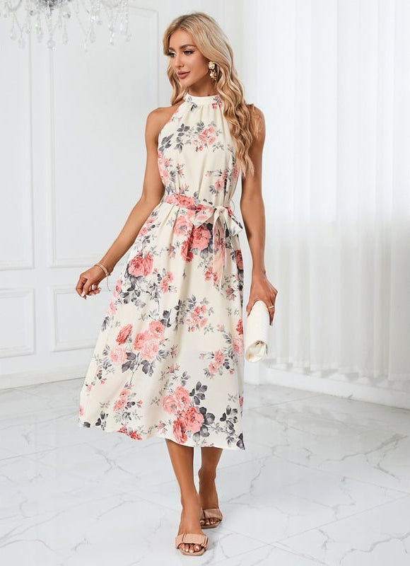 Robe Midi Midi Floral Aquatique