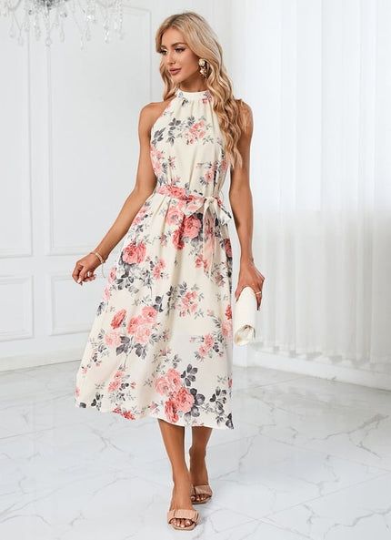 Robe Midi Midi Floral Aquatique
