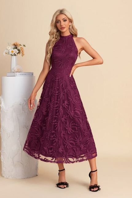 Robe Midi Florale Bordeaux - gallery 4