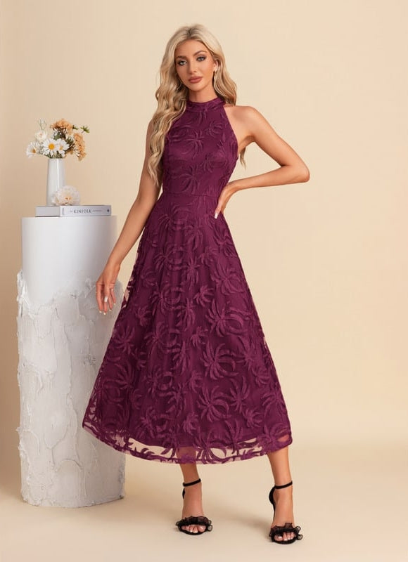 Robe Midi Florale Bordeaux - gallery 4