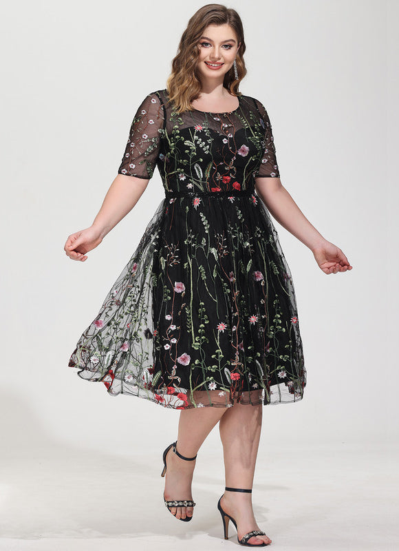 Robe Midi Fleurie Noire - gallery 5