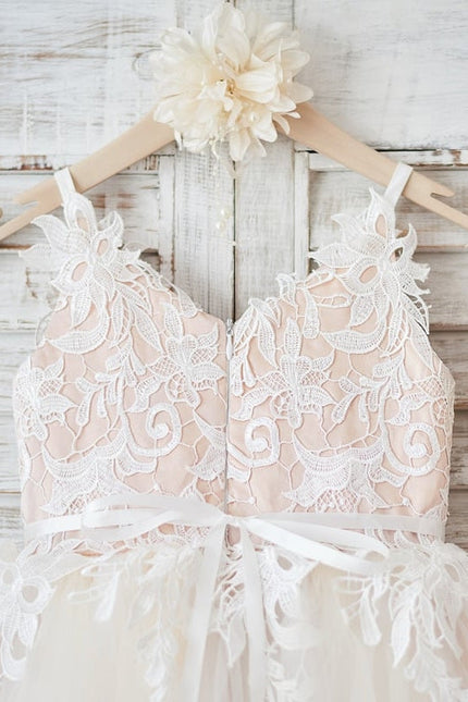 Robe Midi Enfant Dentelle Blanche - gallery 3