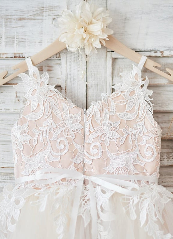 Robe Midi Enfant Dentelle Blanche - gallery 3