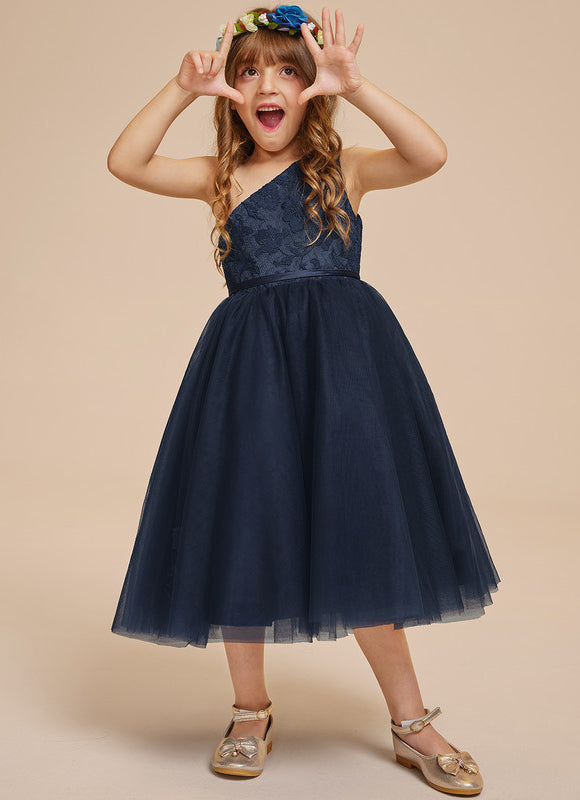 Robe Midi Tulle Une-Épaule - gallery 1