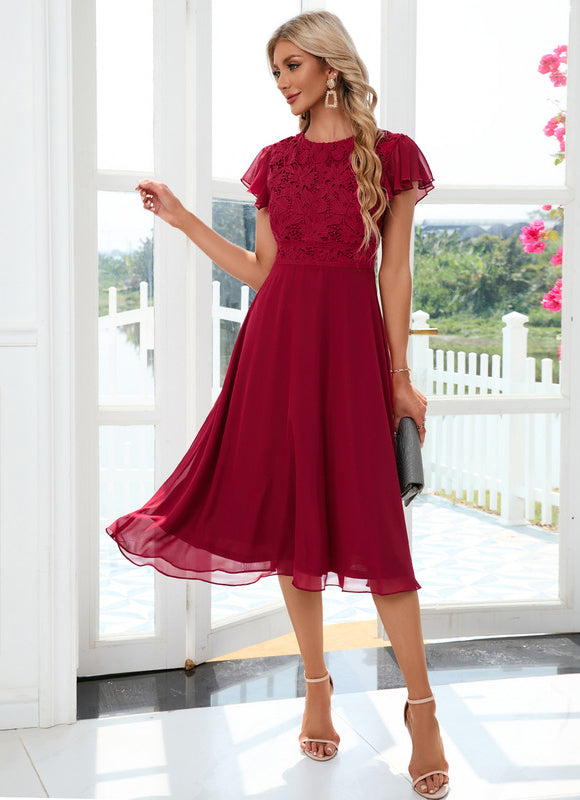 Robe Midi Bordeaux Aérienne - gallery 1