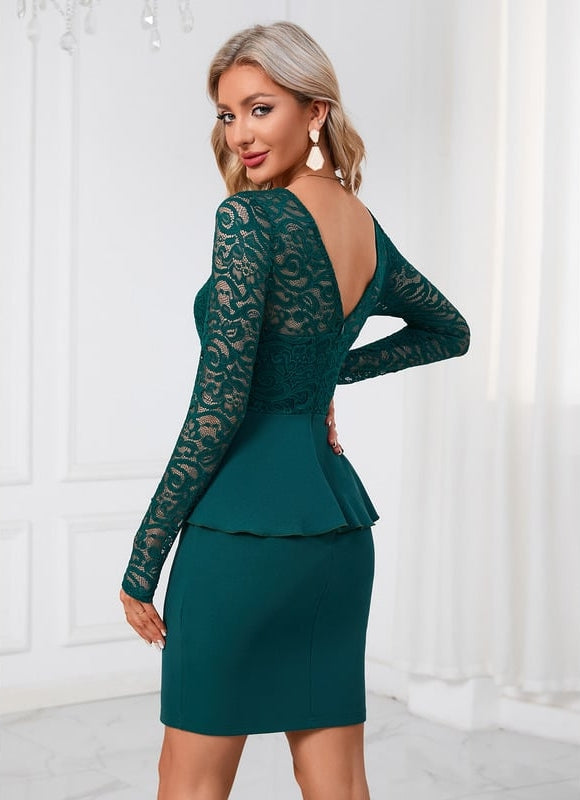 Robe Midi Peplum Dentelle - gallery 1