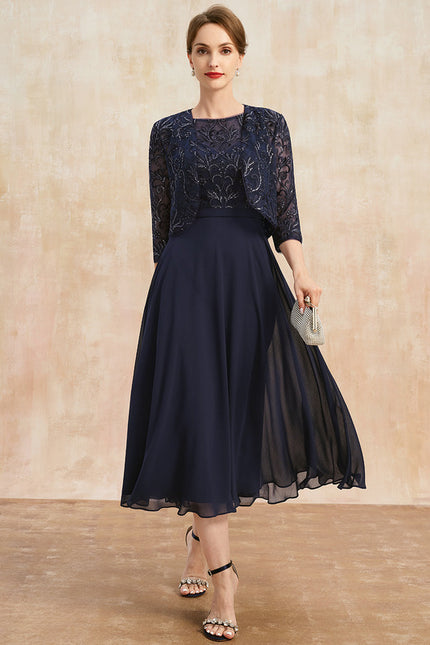 Robe Midi Élégance Marine Éthérée