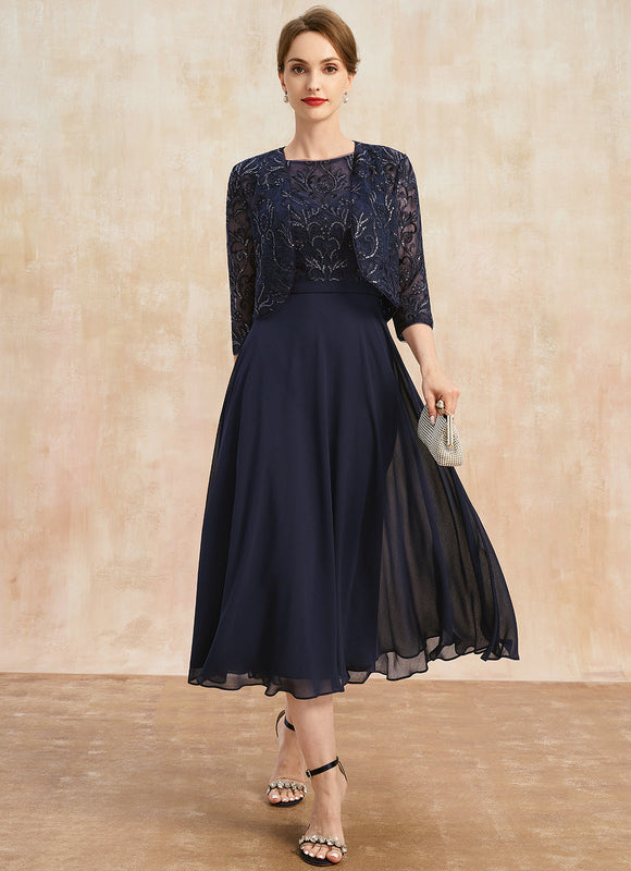 Robe Midi Élégance Marine Éthérée