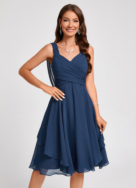 Robe Midi Aérienne Marine - gallery 5