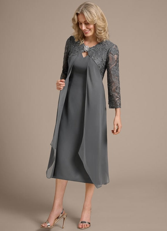 Midi Robe Droite Fluide Femme 50 Ans - gallery 4
