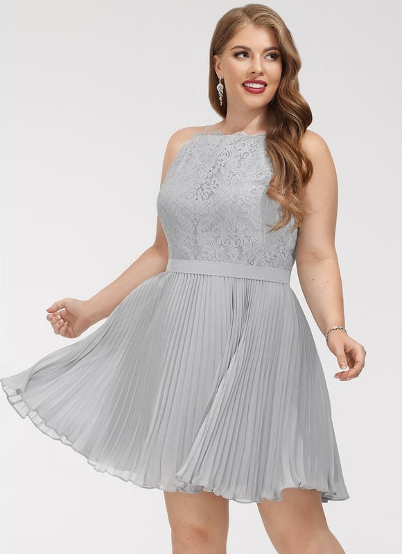 Robe Midi Gris Plissé Chic - gallery 4