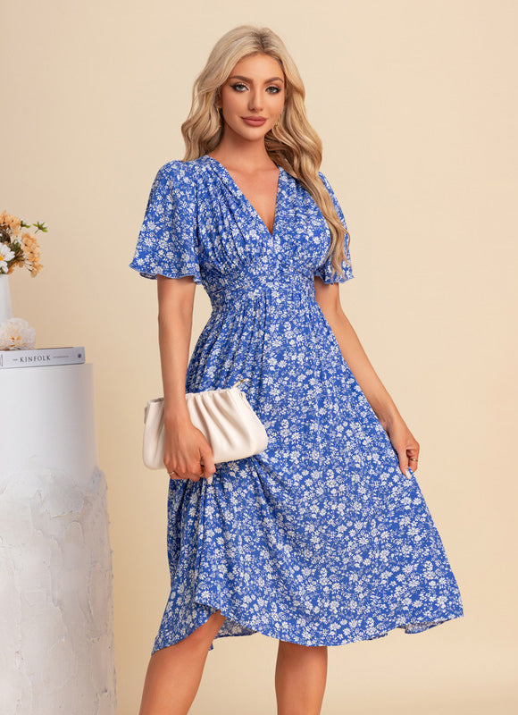 Robe Midi Vaporeuse Bleue - gallery 5