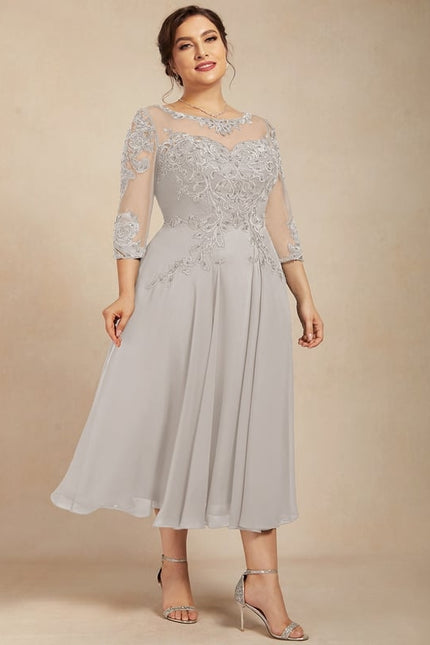 Robe Midi Élégance Grise Chic - gallery 9