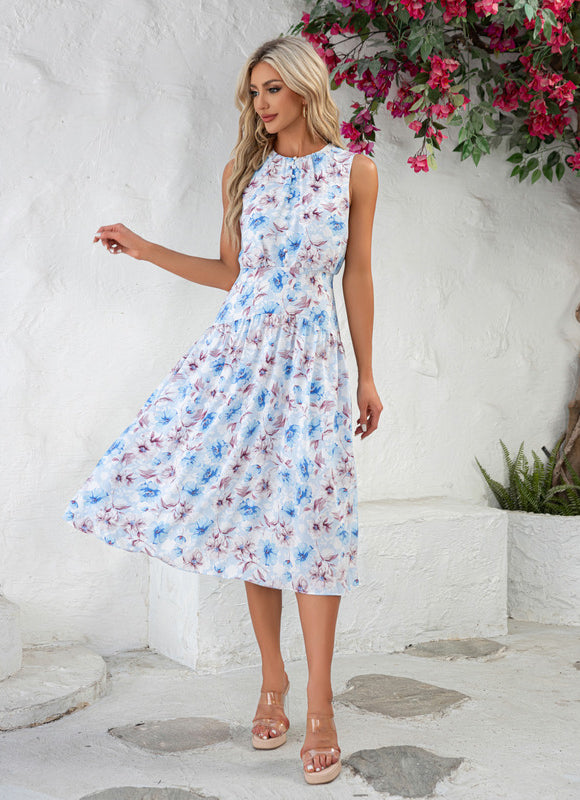 Robe Midi Fleurs Aquarelle