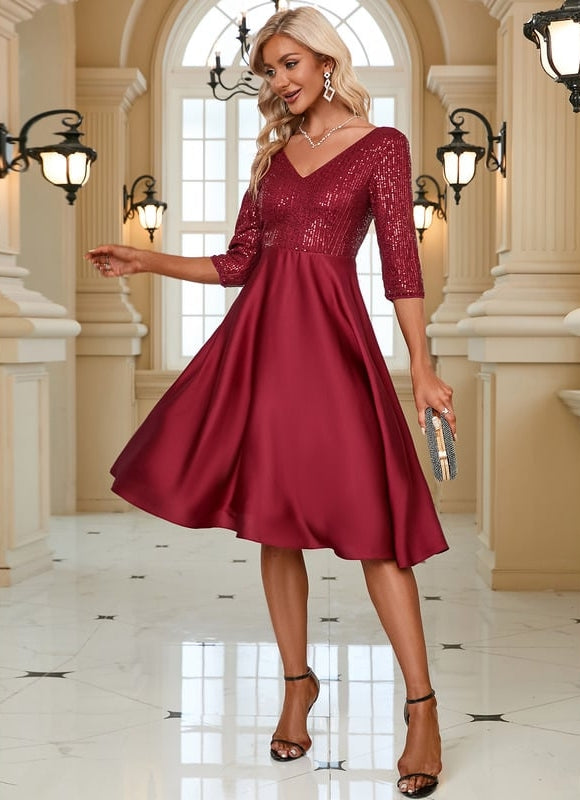 Robe Midi Éclat Rubis Satiné - gallery 7