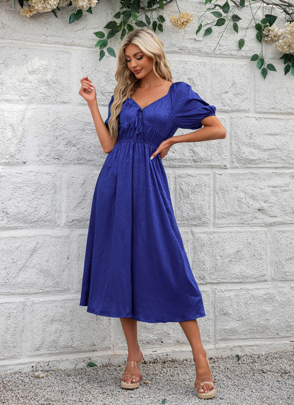 Robe Midi Satin Bleu Royal - gallery 3