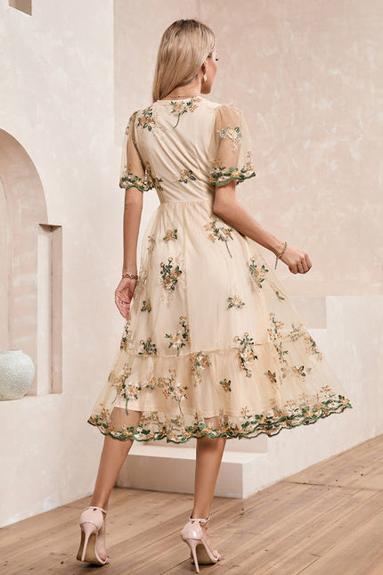 Robe Midi Évasée Fleurie - gallery 5