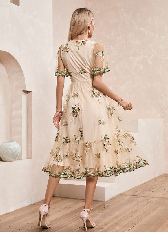 Robe Midi Évasée Fleurie - gallery 5
