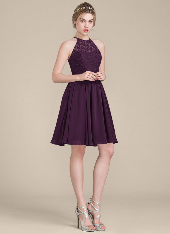 Robe Midi Dentelle Aubergine