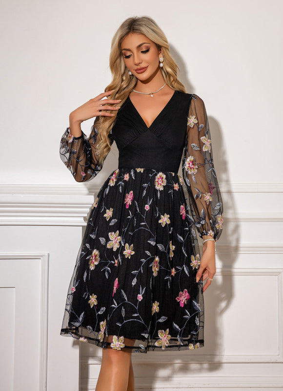 Robe Midi Évasée Fleurie - gallery 4