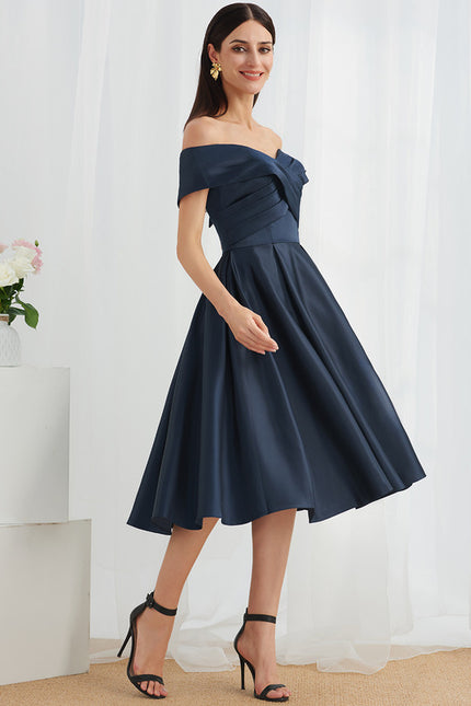 Robe Midi Satin Off-Shoulder - gallery 1