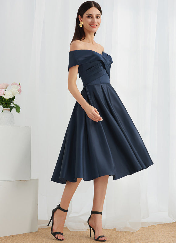 Robe Midi Satin Off-Shoulder - gallery 1