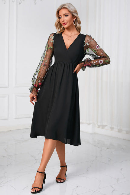 Robe Midi Tulle Brodée Émeraude - gallery 3