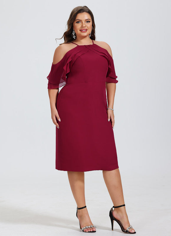 Robe Midi Froncée Bordeaux - gallery 7