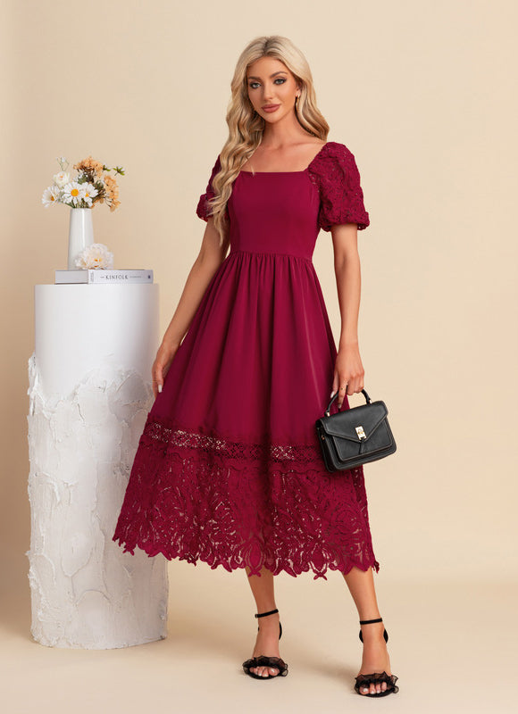 Robe Midi Bordeaux Évasée - gallery 5