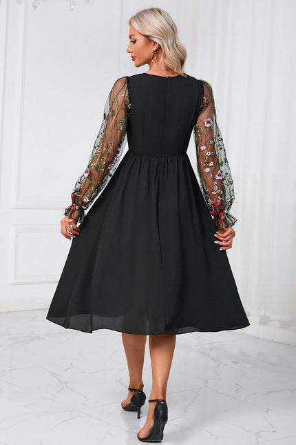 Robe Midi Tulle Brodée Émeraude - gallery 5