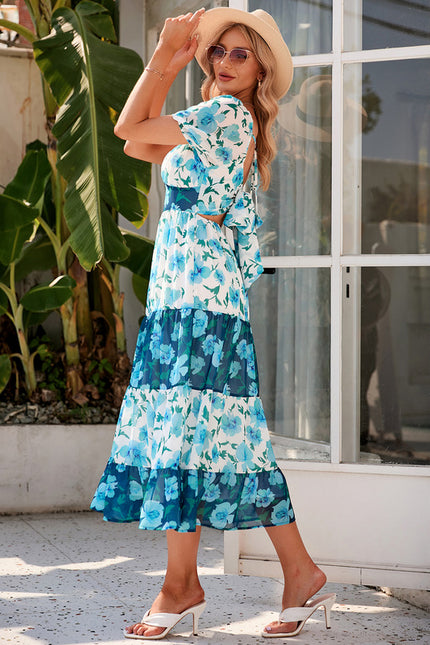 Robe Midi Fleurie Aquatique - gallery 4