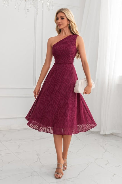 Robe Midi Bordeaux Ondulée - gallery 5