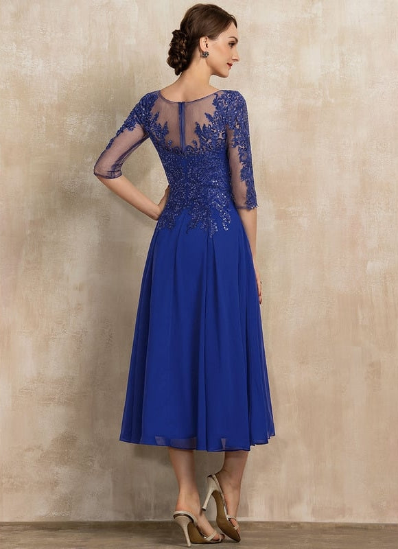Robe Midi Bleu Élégante - gallery 4