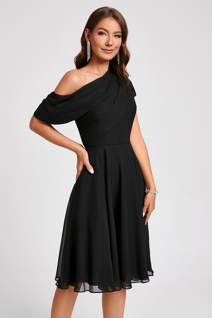 Robe Midi Asymétrique Marine