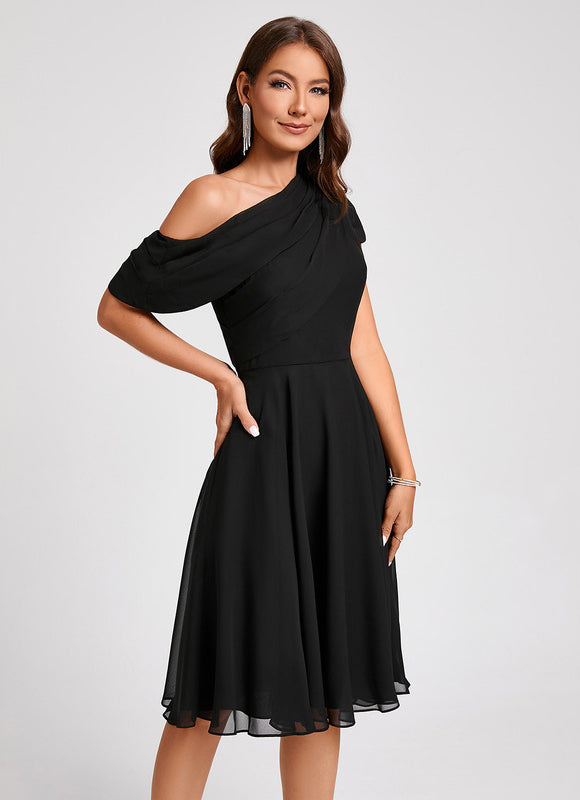 Robe Midi Asymétrique Marine