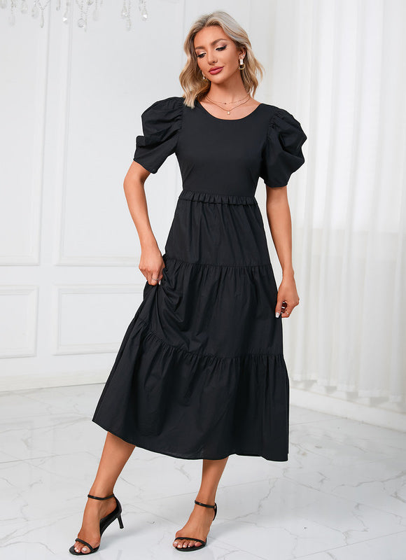 Robe Midi Noire Volants - gallery 4