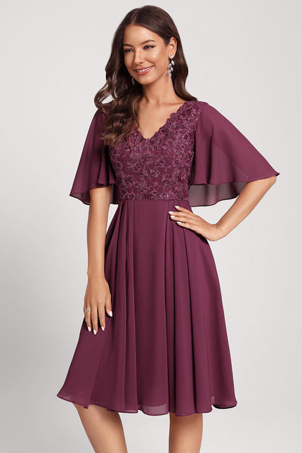 Robe Midi Bordeau Flottante - gallery 2
