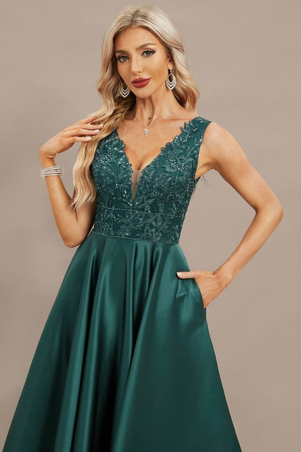 Robe Midi Émeraude Élégante - gallery 2