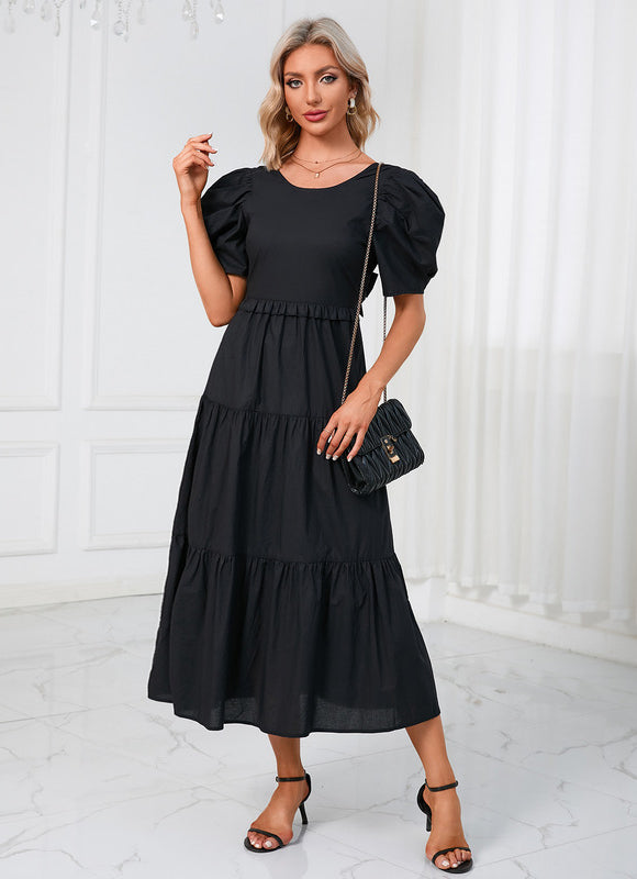 Robe Midi Noire Volants - gallery 3