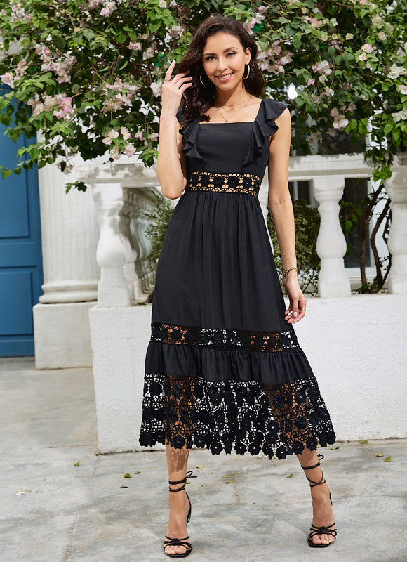 Robe Midi Noire Délicate - gallery 5
