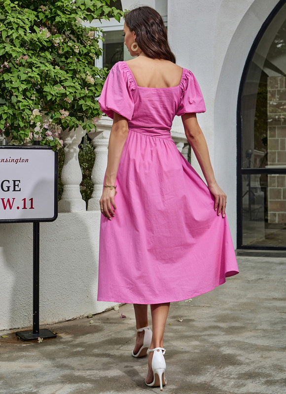 Robe Midi Midi Rose Coton - gallery 2