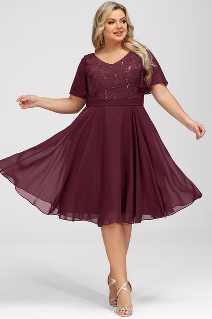 Robe Midi Bordeau Flottante - gallery 6