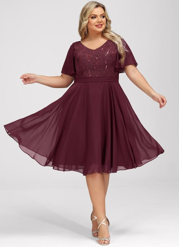Robe Midi Bordeau Flottante - gallery 6
