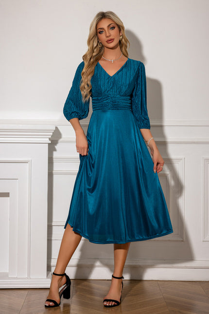 Robe Midi Satinée Émeraude - gallery 5